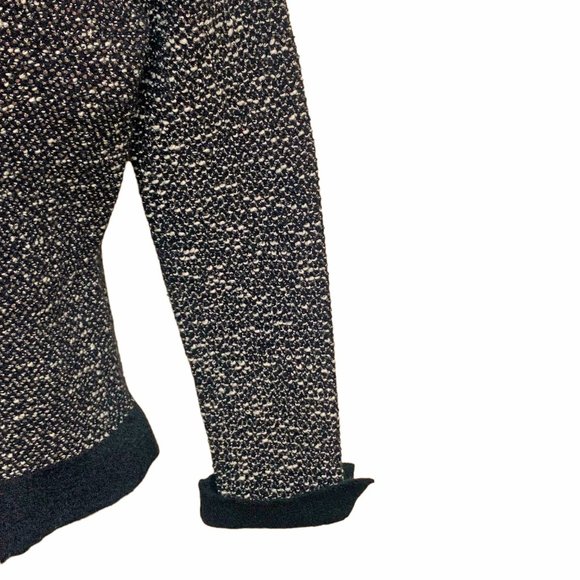 D. EXTERIOR Black White Metallic‎ Wool Blend Boucle Knit Cardigan - Picture 10 of 12